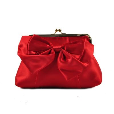 China Competitive Price Red Satin Bow Evening Clutch Bag Wedding ClutchesSatin Clutch Bag for sale