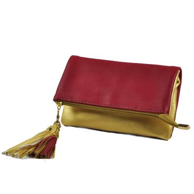 China Competitive Price Red and Gold PU Clutch Bag Women Clutch Bag Leather Evening Clutch Bags for sale