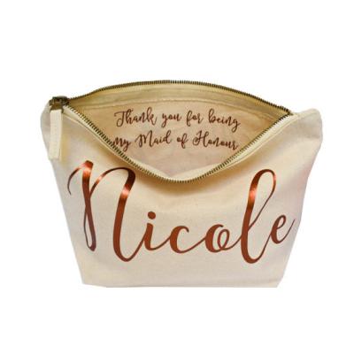 China Competitive Price Nice Pink Gold Wedding Gift Cosmetic Bags Personalized Bridesmaid Gift Make Up Bag for sale