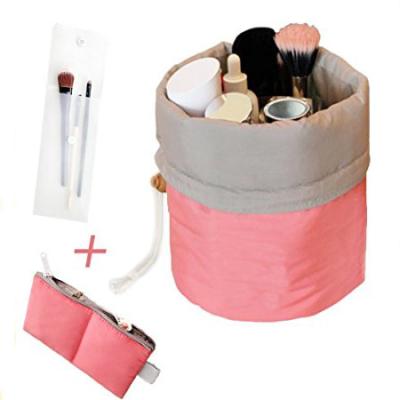 China Competitive Price Gale River Flows Cosmetic Bag Barrel Round Cosmetic Bag With Holder for sale