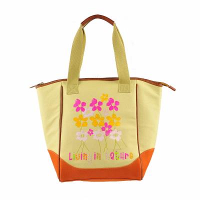 China ENGLAND STYLE Reversible Tote Bag Women Canvas Beach Lady Canvas Tote Bag With Leather Handle for sale