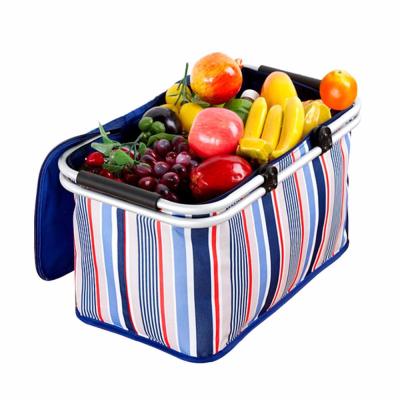 China Eco-Friendly Collapsible Picnic Basket, 32L Large Folding Insulated Lunch Box, Camping Cooler Shopping Bag With Aluminum Carry Handles for sale