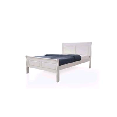 China Durable White Color Sleigh Legs Pine Wood Queen Size Bed Design for sale