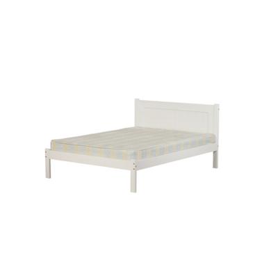 China Durable White Color Simple Design Pine Wood King Bed Frame for sale