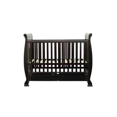 China Hot Sale Black Color Sled Legs Pine Wood Baby Crib Solid Wood Hutch for sale