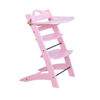 China Modern hot sale pink color solid wood wooden umpire chair for baby feeding for sale