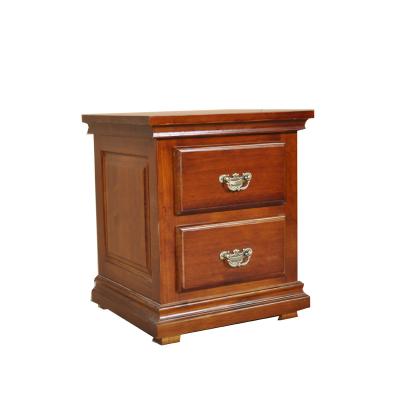 China Luxury Classic Bedside Table Bedside European Style Solid Solid Wood Nightstand With 2 Drawer for sale