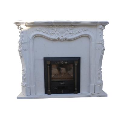 China Factory Direct Sale Modern Natural White Marble Indoor Fireplace Mantels for sale