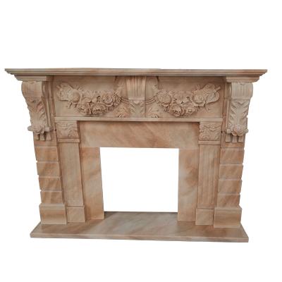 China Modern White Marble Indoor Stone Hand Carved Electric Mantel / Gas Fireplace for sale