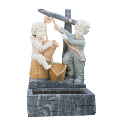 China Modern Outdoor Garden Figure Carving Natural Stone Marble Water Fountain For Sale for sale