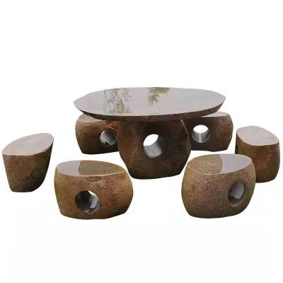 China Modern Luxury Stone Marble Dining Table Outdoor Garden Stone Tables And Chairs for sale