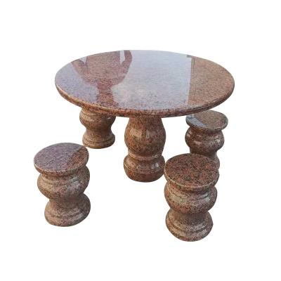 China Modern Outdoor Elephant Carved Stone Quartz Dining Table Stone Garden Table Set for sale