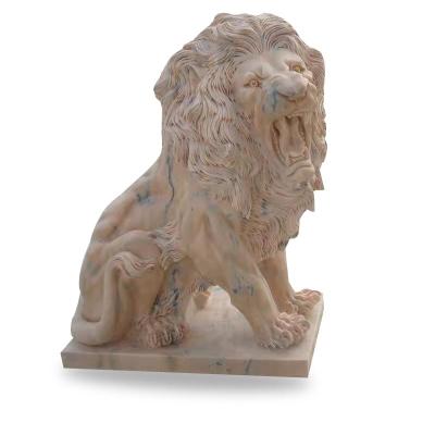 China Chinese Garden Decoration Hand-carved Large Beige Animal Natural Stone Granite Carving Lion Marble Statues For Sale for sale