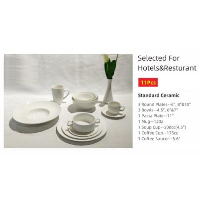 China Viable Wholesale Custom 11 PCS Logo Hotel Restaurant Dinnerware Set for sale