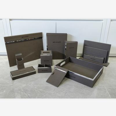 China Durable 12PCS Hotel Stationery Office Leather Set for sale