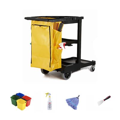 China Hotel/hospital/airport janitor supplies/trolley 18pcs/set household maid cart commercial service trolley cleaning porter trolley cart for sale