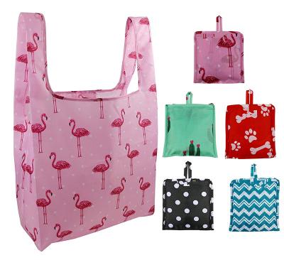 China Nylon Grocery Tote Bag Reusable Custom Foldable Collapsible Safety Promotion Large Capacity Buckle Eco Shopping Tote Bag for sale