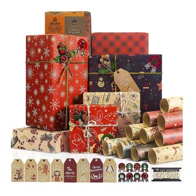 China Waterproof Amazon Success 2022 2023 Navidad Natale Christmas Box Paper Vinyl Wraps Wrapping Paper Roll for sale