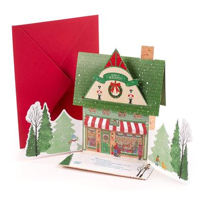 China paper & New 2023 Cardboard Navidad Christmas Thank You Cards With Envelopes Custom Printing Pop Card for sale