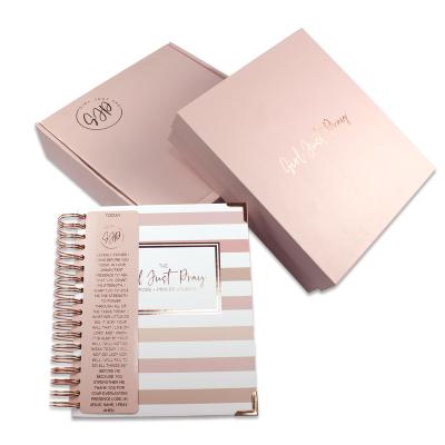 China paper & Cardboard Girl Just Pray Purpose Prayer Planner With Box Case Set Gold Hot Stamping Journal Notebook Set Diary 2023 for sale