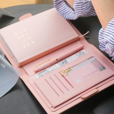 China Cute Leather Planner 2022 Hardcover PU Notebook A5 B6 2023 Agenda Gift Items With Customized Promotion Logo Pink Diary Notebook for sale