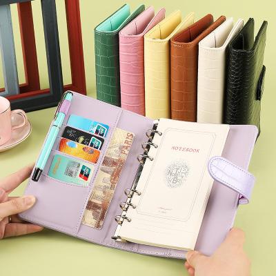 China Magnetic Magnetic Buckle A6 Premium PU Leather Journal with PVC Card Money Envelope Budget Notebook Budget Planner for sale