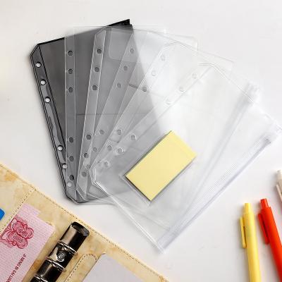 China Magnetic Agenda Accessories Frosted Translucent Journal Binder Pocket Cash Loose Leaf Money Card Cash Book Envelope for sale