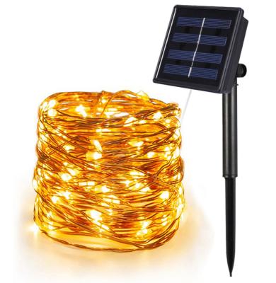 China Garden 100 Led 10 Meter Solar Light Outdoor Copper Wire Small String Bundle for sale