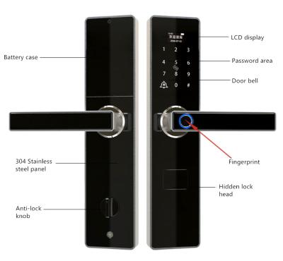 China Tuya smart home fingerprint door lock wifi with door bell for sale