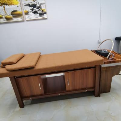 China Factory Wholesale Hot Selling Brown Synthetic Leather Hair Wash Hydrotherapy Shampoo Bed Chair Furniture for sale