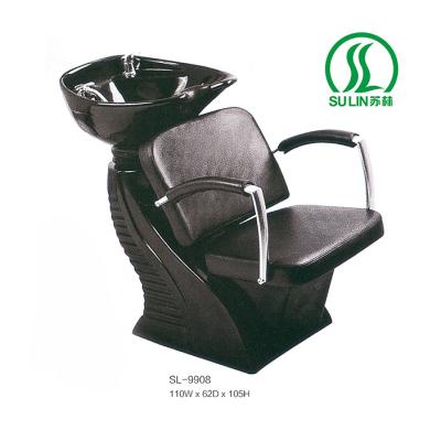 China Sulin Factory Hot Selling Wholesale Black Synthetic Leather Hair Salon Shampoo Basin Bowl Chair Hair Salon Furniture for sale