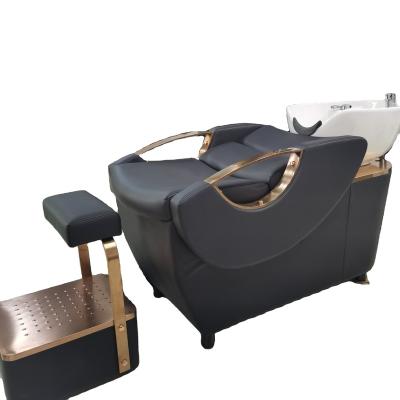 China Good Quality Synthetic Leather Hair Salon Shampoo Bed Bowl And Chair for sale