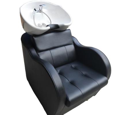 China Good quality barber chair factory supply synthetic leather shampoo bowl station and chair for barber shop for sale