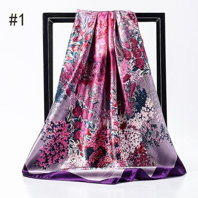 China European American Wholesale Latest Design Fashion Muslim Woman Polyester Headscarf Satin Shawl Strapless Printing Headscarf for sale