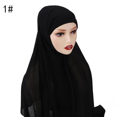 China 2022 Hot Selling Wholesale Fashion Muslim Women's Chiffon Instant Hijab Cotton Tank Top With Inner Tank Top Tube Hood Headscarf for sale