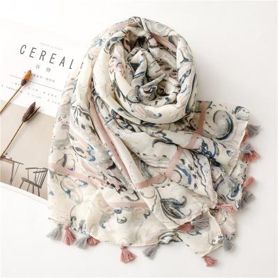 China Luxury High Quality Printed American European Paisley Scarf Women Spring Malaysia Tudung Scarf Tassel Headscarf for sale