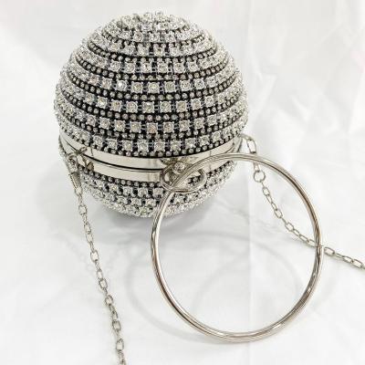 China 2022 Shiny Rhinestone Luxury Metal Ball Chain Party Women Handbags Crystal Clutch Bag Crystal Evening Clutch Bag+rhinestone for sale