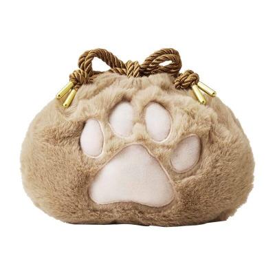 China Plush Logo Cosmetic Pouch Bag Custom Eco Friendly Fashion Designer Cat Claw Drawstring Waterproof for sale