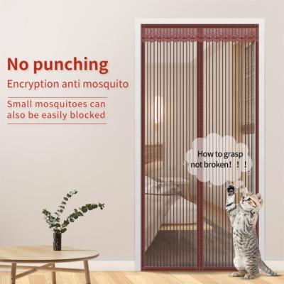 China Modern Free Sample Hands Free Magnetic Closure Fiberglass Micro Mesh Screen Door for sale