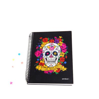 China Black Skeleton Coil Skeleton Spiral Notebook Custom Hardcover A5 Spiral Notebook with Logo for sale