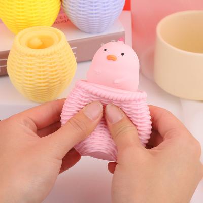 China Reducing Pressure Cute Reduce Effort Funny Pinch Chicken Cage Cup Gift Decompression Squeeze Toy for sale