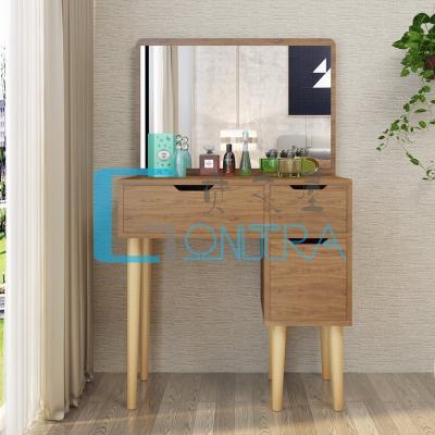 China Solid (Height) Wooden Makeup Table Adjustable Dressing Table With Chair for sale