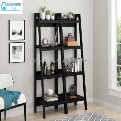 China (Size)Adjustable Industrial Metal Office Book Shelves Wooden Bookcases With Ladder for sale