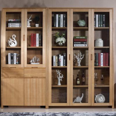 China (Size) Customized Adjustable Solid Wood Bookcase Oak Wood Bookcase Luxury Solid Design for sale