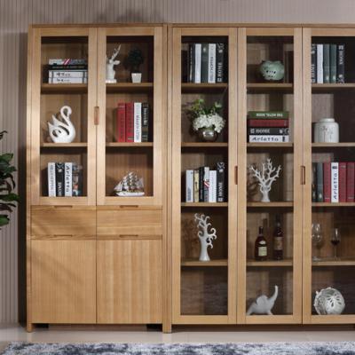 China (Height) Adjustable Luxurious Bookcase Walnut Wooden Shelf Bookcase With Glass for sale