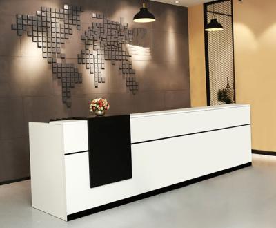 China (Size) Latest Furniture Reception Desk Beauty Salon Reception Counter Desk Adjustable Wood Design for sale