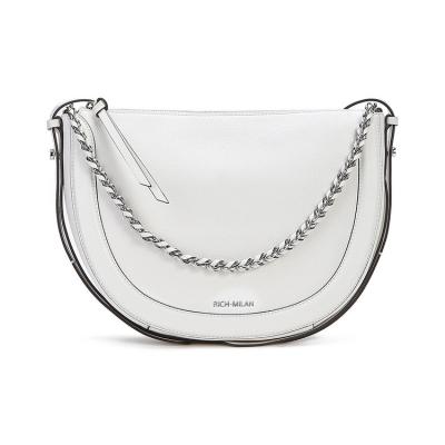 China Fashion Guangzhou factory direct leather saddle bag metal and PU chain design for sale