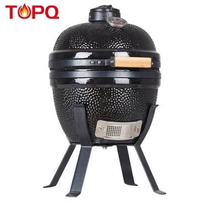 China TOPQ 14 inch size mini clay tandoor oven smoker adjustable hot selling portable kamado ceramic bbq table grill for sale