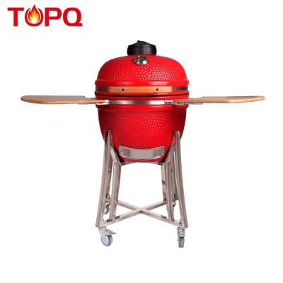 China TOPQ China Adjustable Size Supplier 20 Inch Outdoor Portable Ceramic Vertical Burner Kamado BBQ Grill Smoker for sale