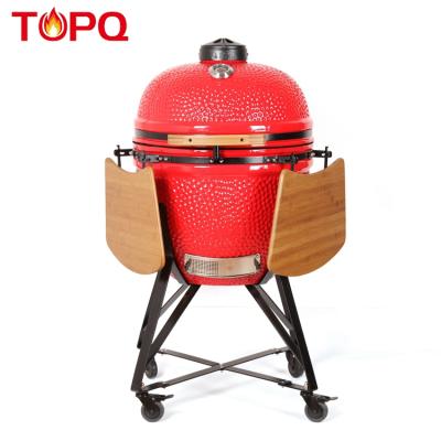 China TOPQ Easily Assembled 23 Inch Green Ceramic Kamado Grill For Outdoor Garden for sale